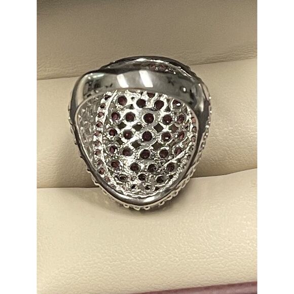 Stunning Sterling Silver Genuine Garnet Dome Ring Signed 925 Size 7 NWOT - Picture 3 of 8